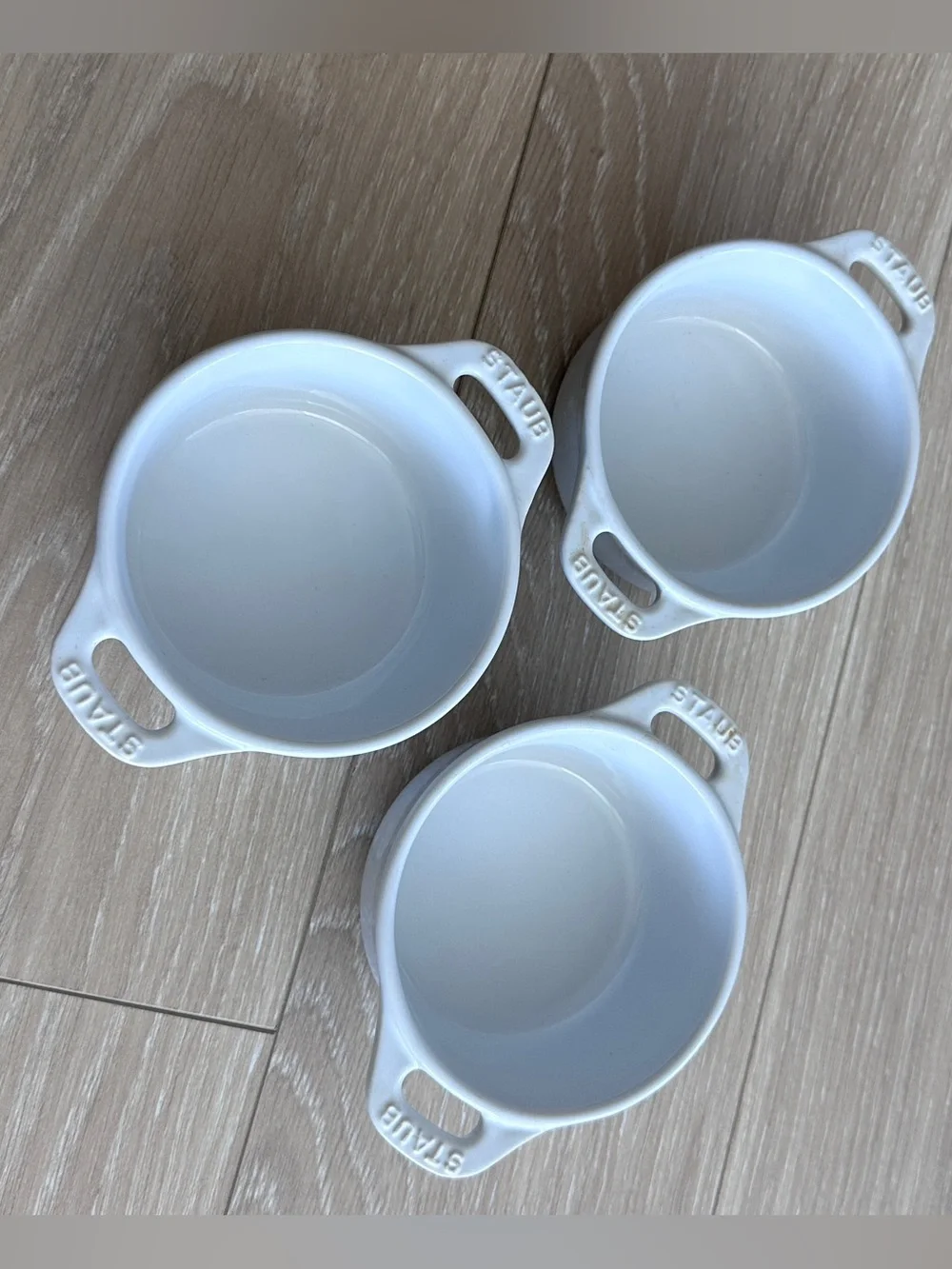 Staub White Round Mini Cocottes, Set of 3
